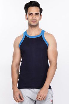 BRINK Men Knitted Navy Blue Sando