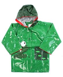 Minister Hooded Raincoat With Front Pocket Green - Frog Print